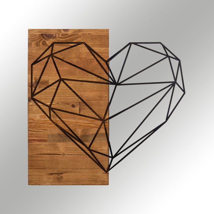 Wallity Heart Escultura de Pared Negro y Nogal